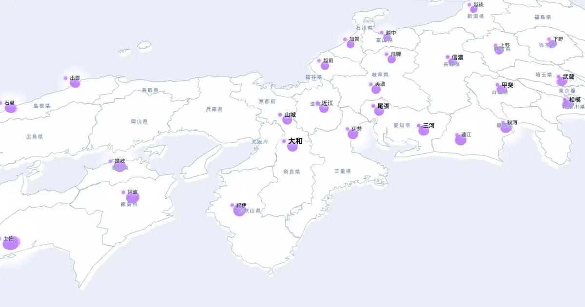大和の位置を示す3D日本地図