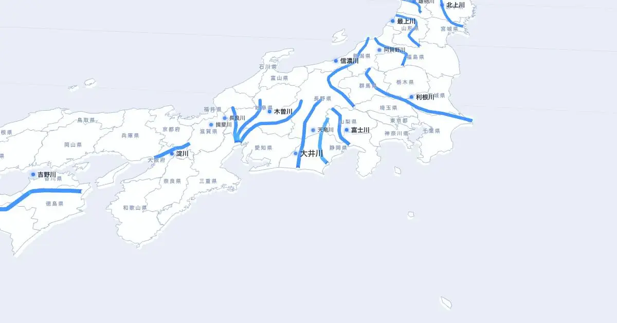大井川の位置を示す3D日本地図