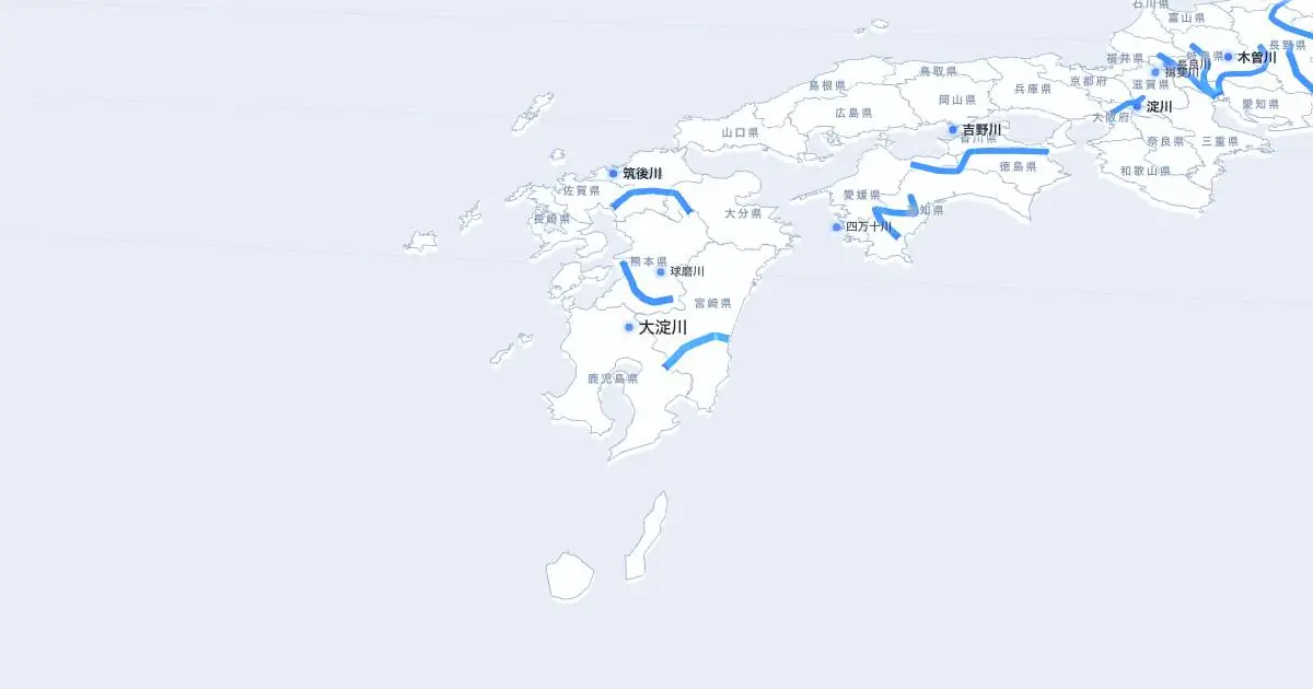 大淀川の位置を示す3D日本地図
