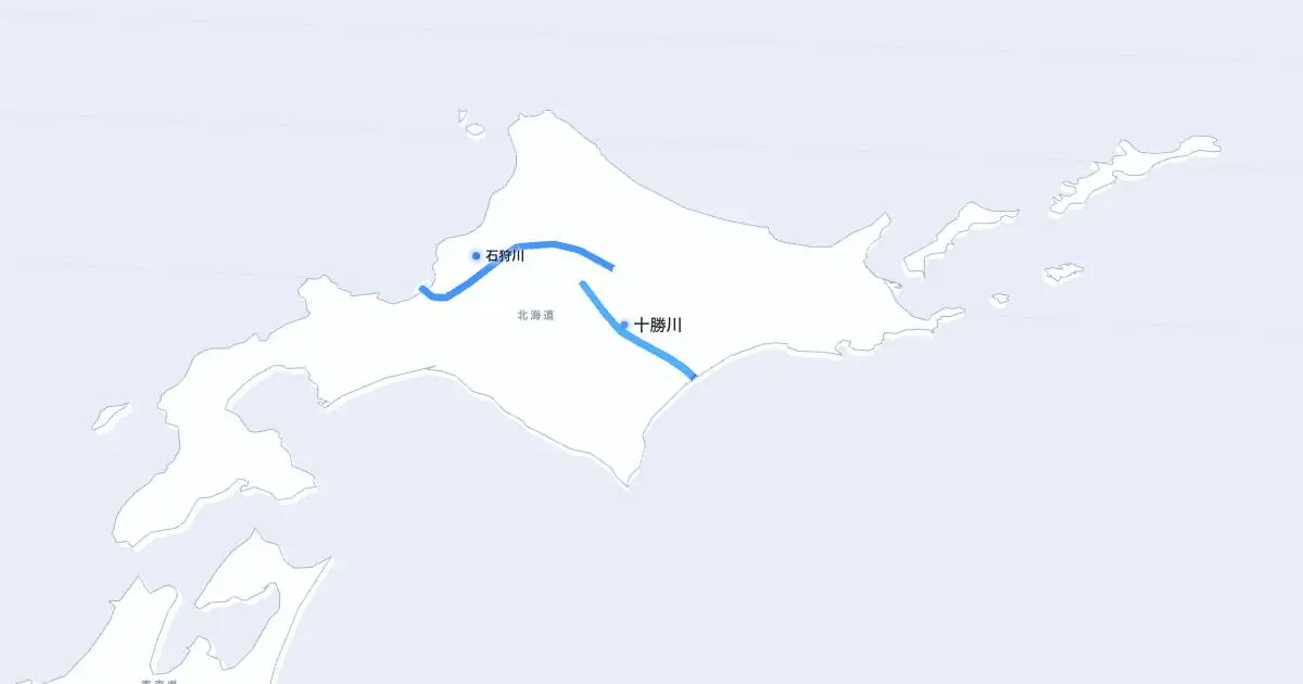 十勝川の位置を示す3D日本地図