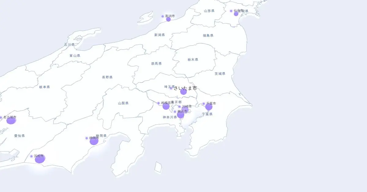 さいたま市の位置を示す3D日本地図