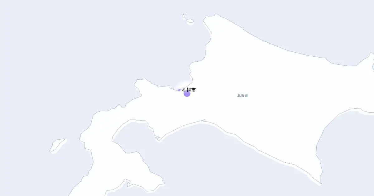 札幌市の位置を示す3D日本地図