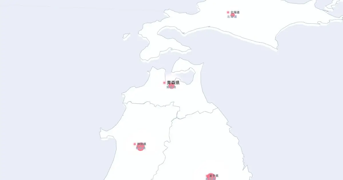 青森県の位置を示す3D日本地図