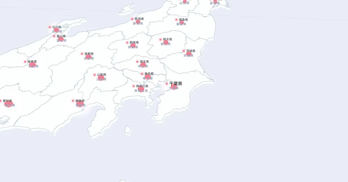 千葉県の位置を示す3D日本地図