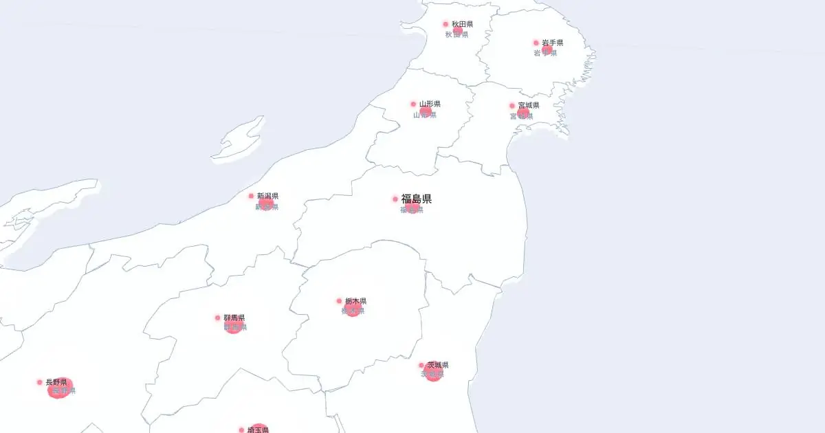 福島県の位置を示す3D日本地図