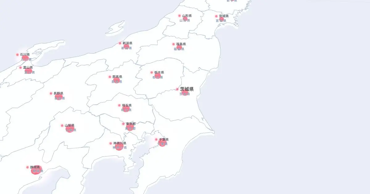 茨城県の位置を示す3D日本地図