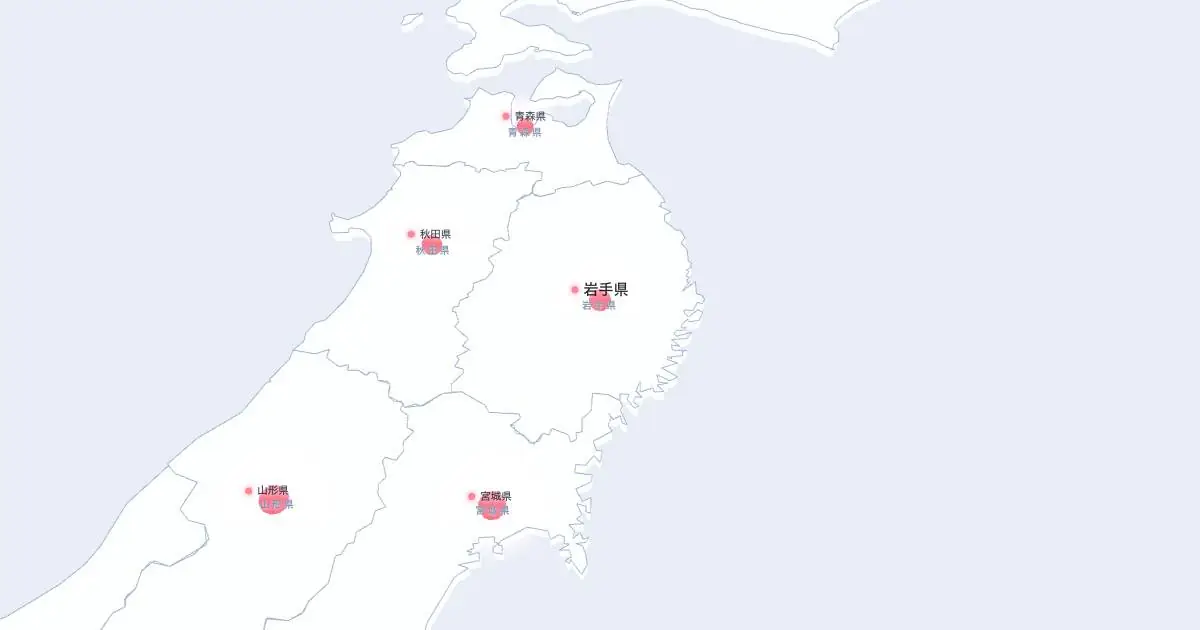 岩手県の位置を示す3D日本地図