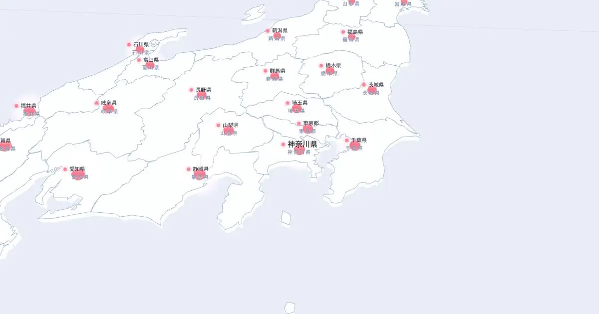 神奈川県の位置を示す3D日本地図