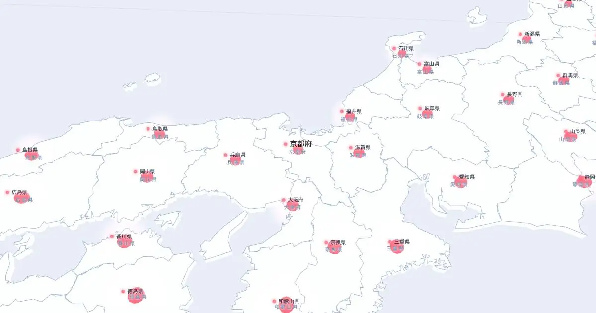 京都府の位置を示す3D日本地図