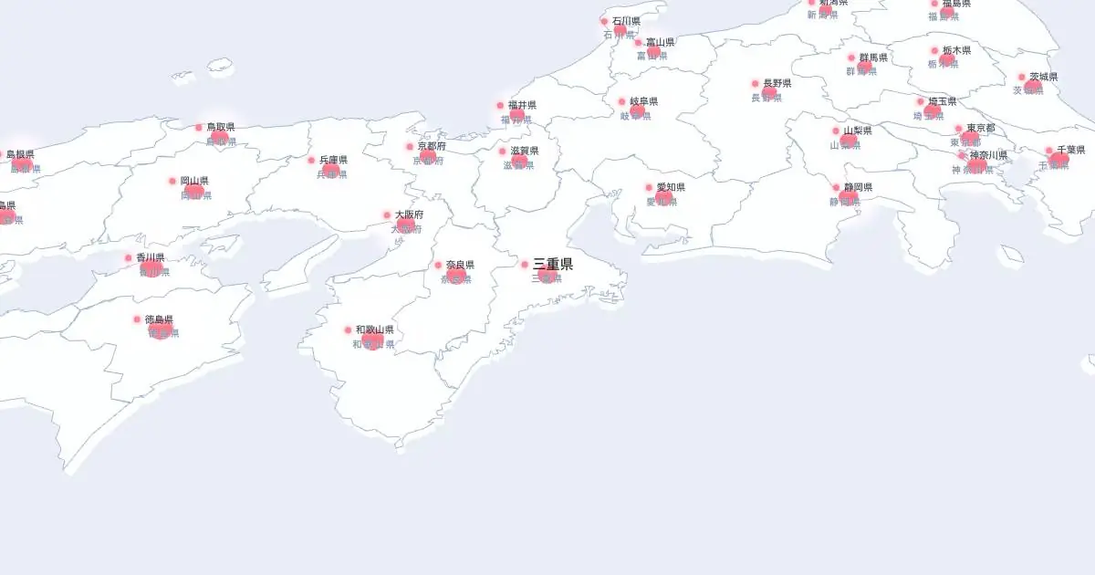 三重県の位置を示す3D日本地図