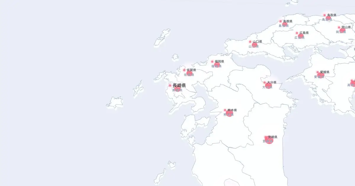長崎県の位置を示す3D日本地図