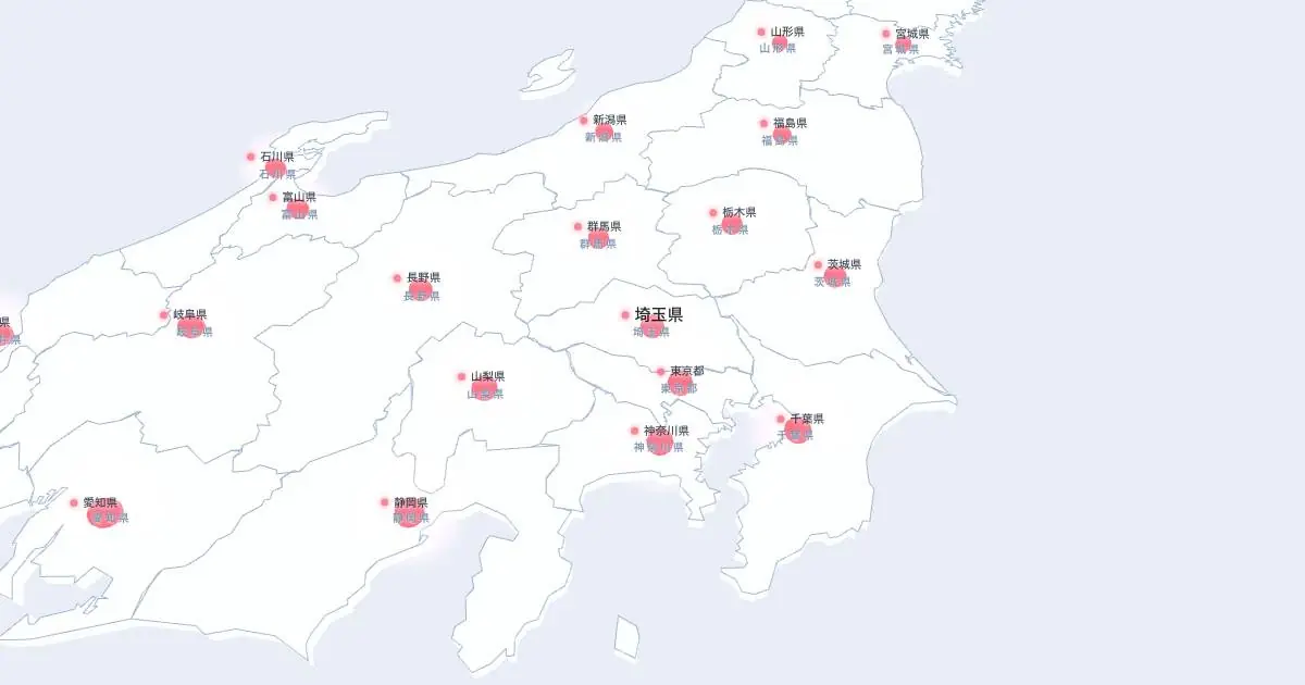 埼玉県の位置を示す3D日本地図