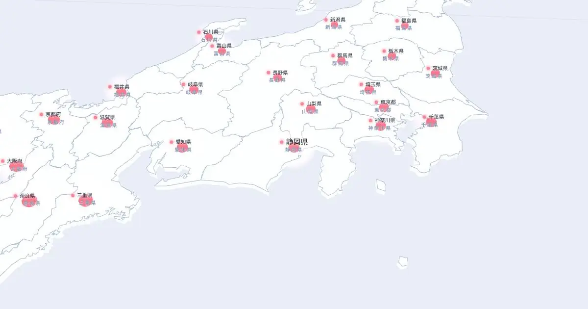 静岡県の位置を示す3D日本地図