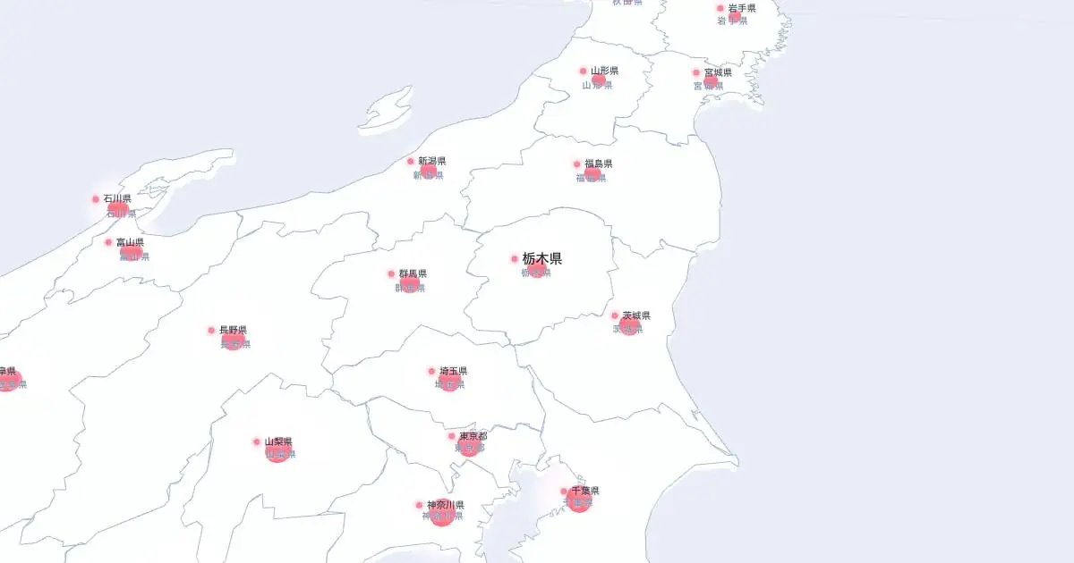 栃木県の位置を示す3D日本地図