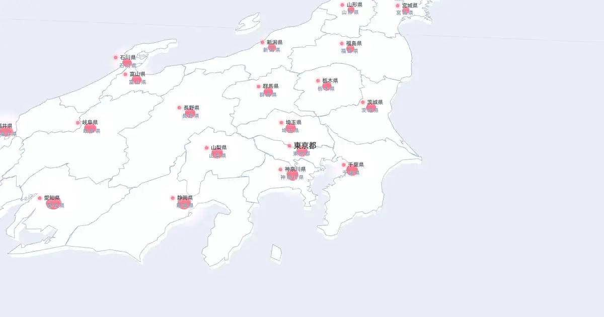 東京都の位置を示す3D日本地図
