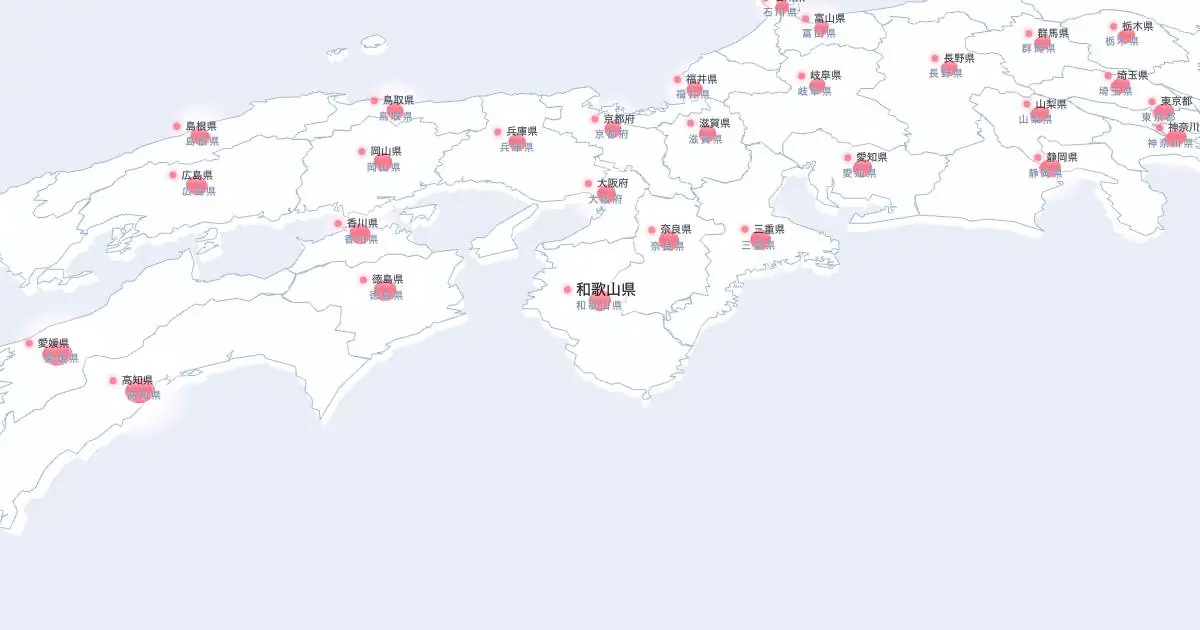 和歌山県の位置を示す3D日本地図